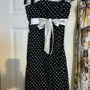 Bleach and while polka dot strapless mini. So cute